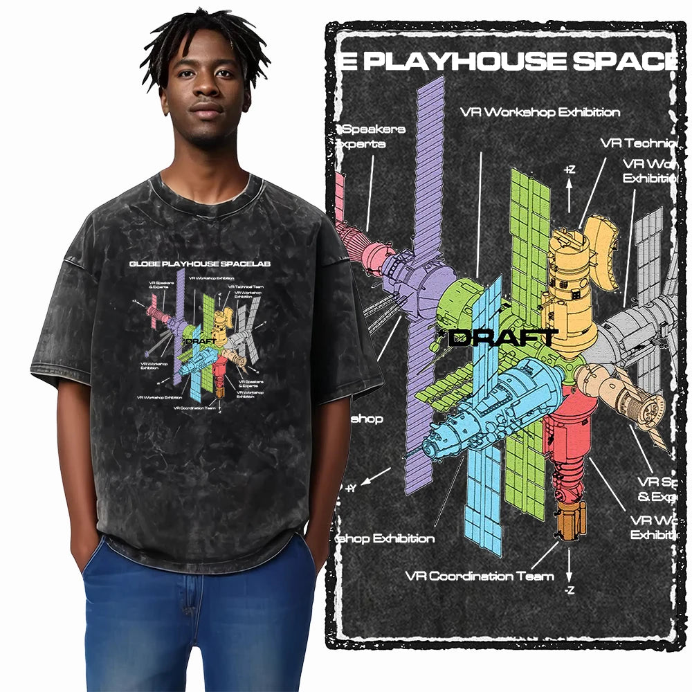 Astronaut Space Graphic Acid Wash Tee