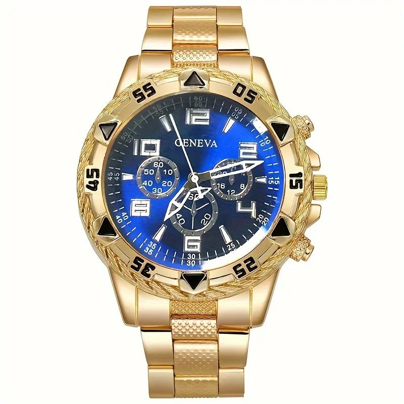 Luxury Men’s Stainless Steel Quartz Watch Set (4-Piece Collection)