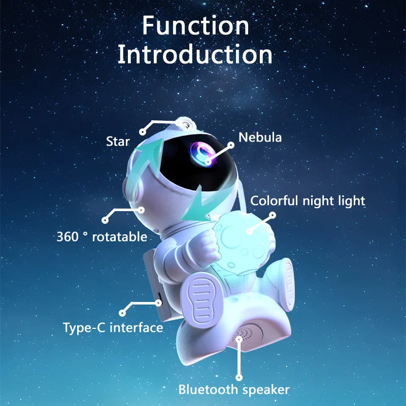 Astronaut Galaxy Projector — Star Night Light with Bluetooth Speaker
