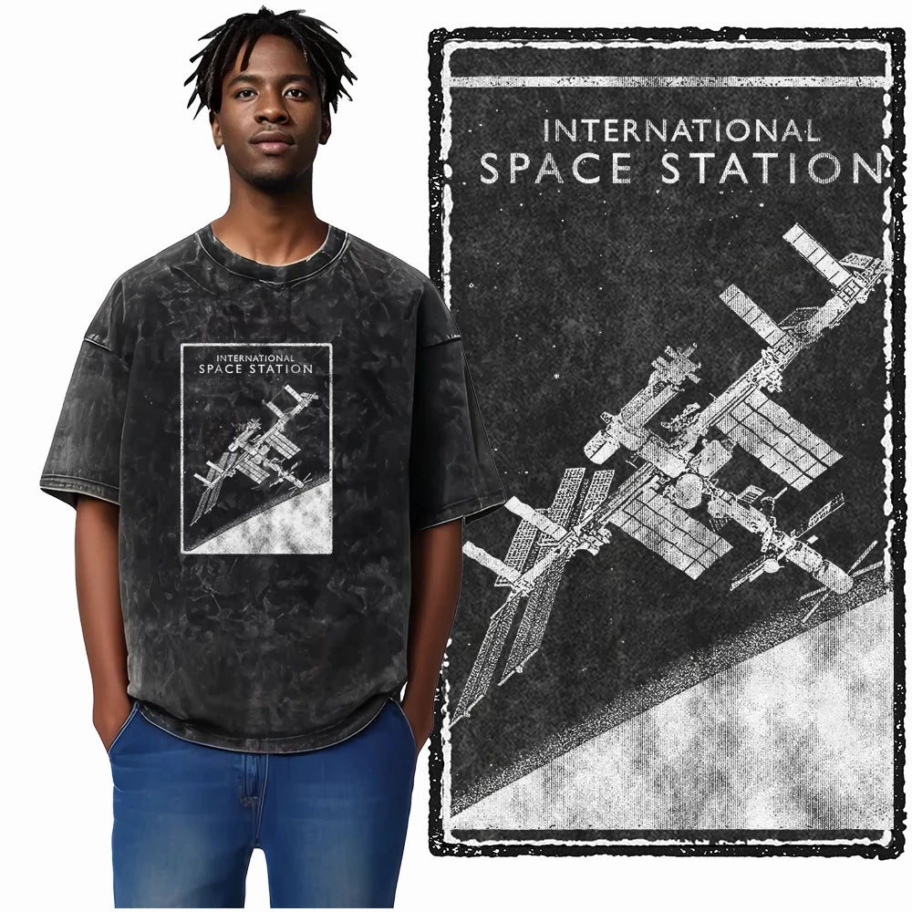 Astronaut Space Graphic Acid Wash Tee