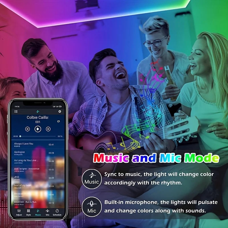 RGB LED Strip Lights — Color Changing with App & Remote