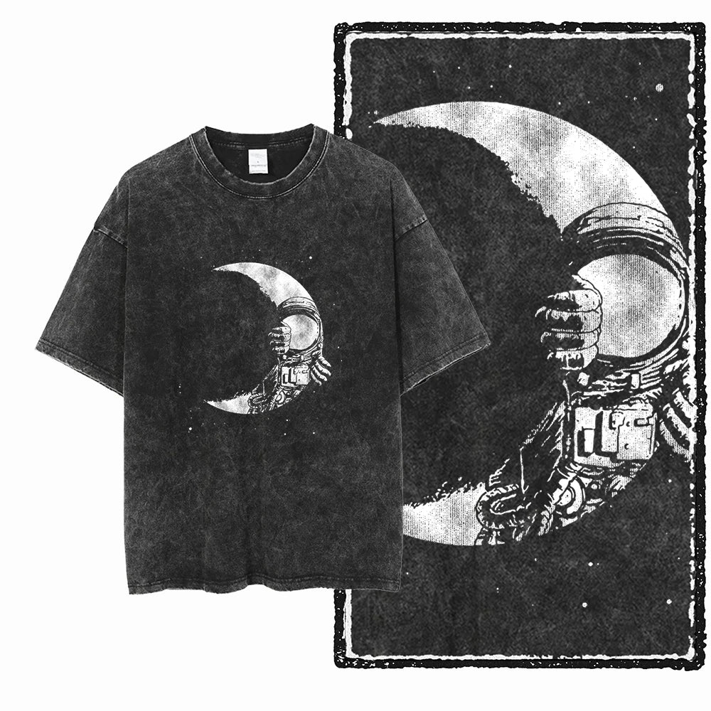 Astronaut Space Graphic Acid Wash Tee