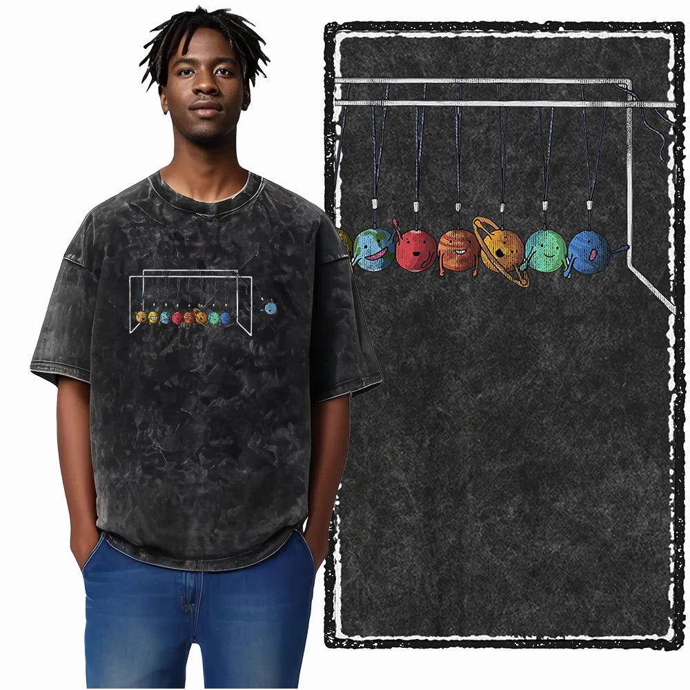 Astronaut Space Graphic Acid Wash Tee