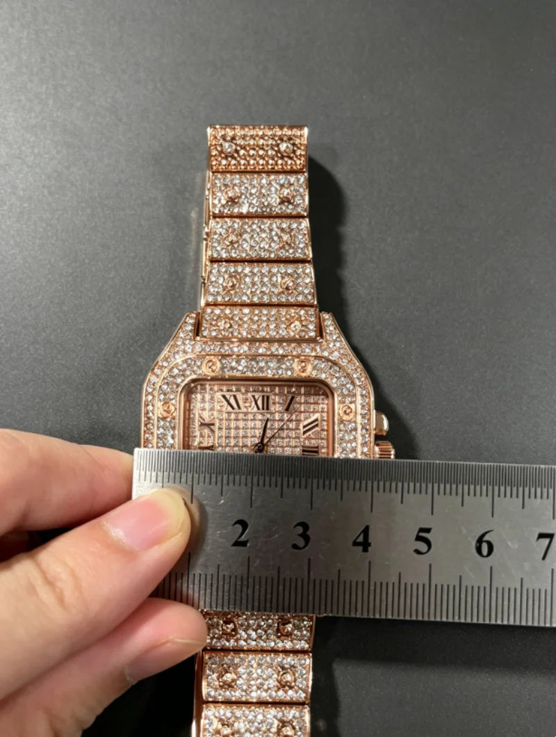 Iced Out Luxury Square Roman Watch