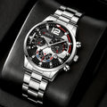 Luxury Men’s Stainless Steel Quartz Watch Set – Stylish Fashion Wristwatch (4-Piece Collection)