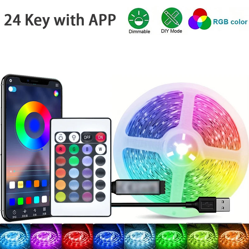 RGB LED Strip Lights — Color Changing with App & Remote