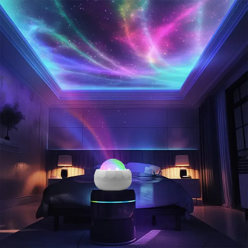LED Aurora Galaxy Projector — 7 Mode Night Sky Light for Bedroom & Home Theater