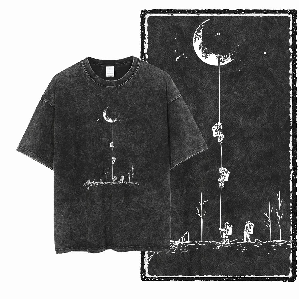 Astronaut Space Graphic Acid Wash Tee