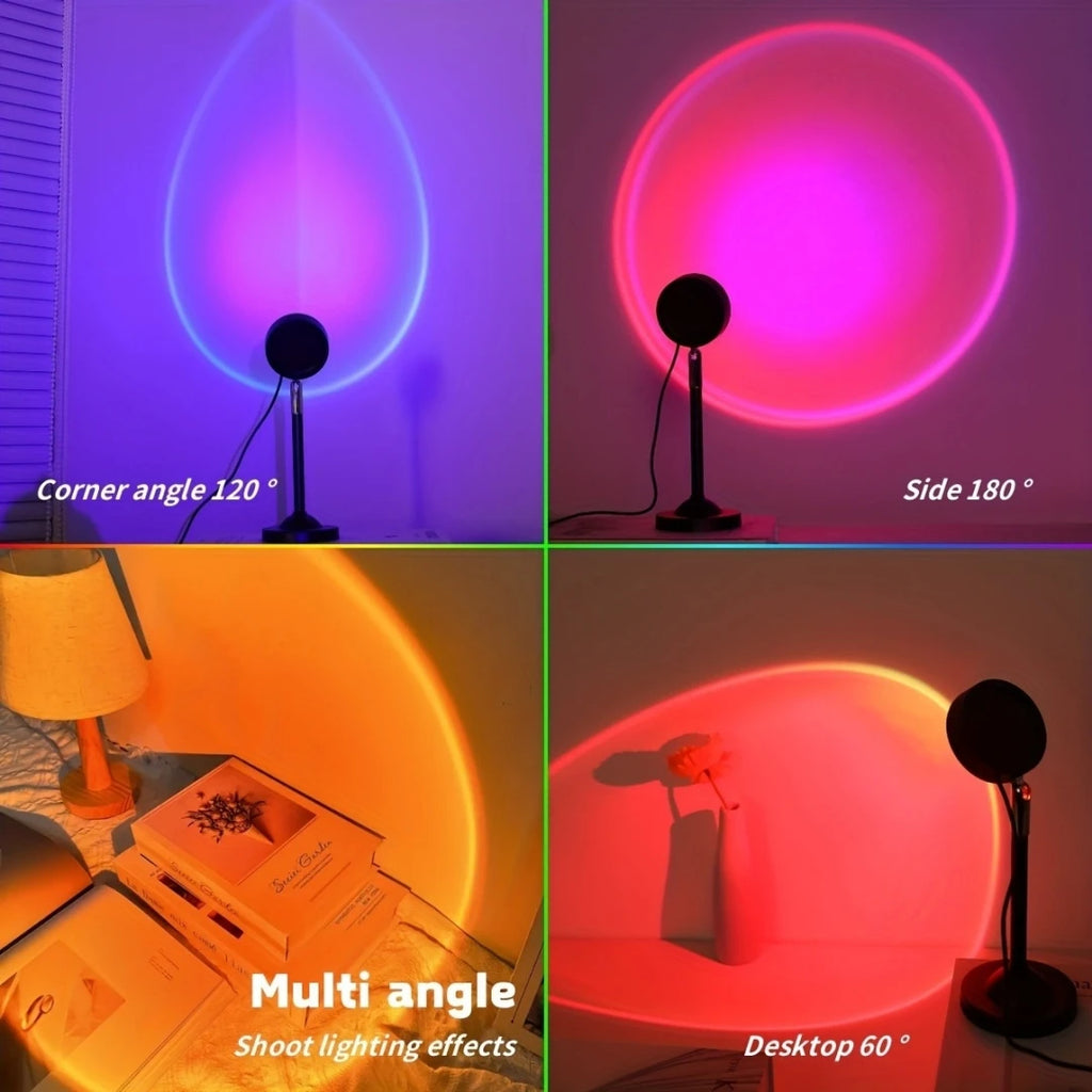 Sunset Lamp Projector — 16 Color LED Night Light for Room & Photos