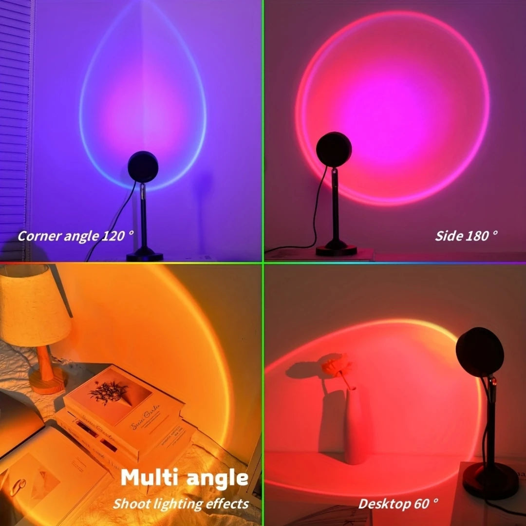 Sunset Lamp Projector — 16 Color LED Night Light for Room & Photos